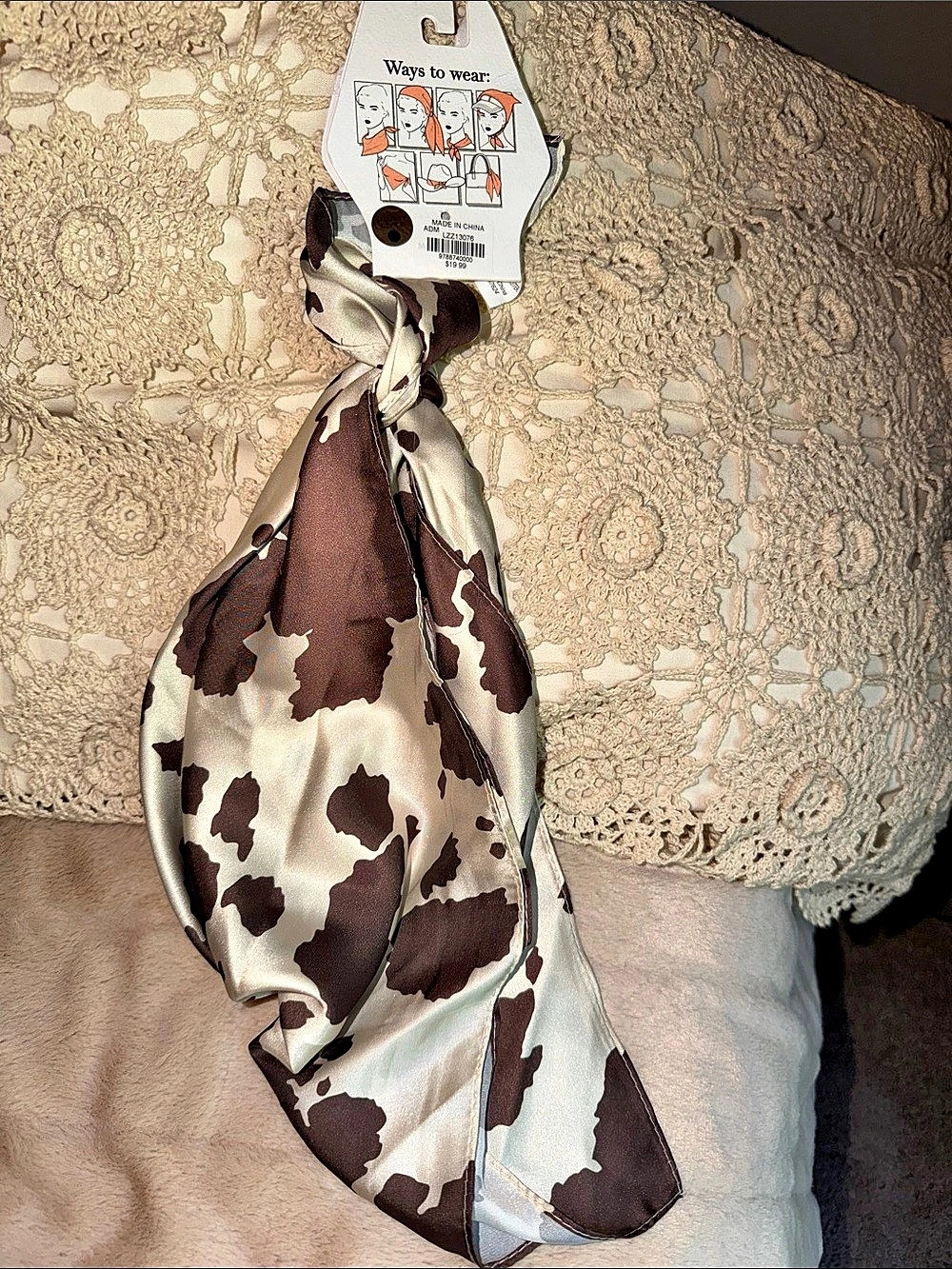 La Valentina 1 of 2 Piece Scarf Set Animal Print Scarf Set in Brown & Cream NWT